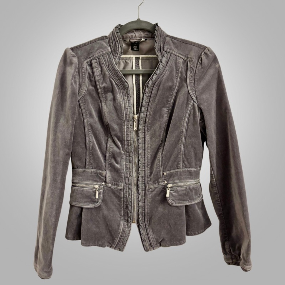 White House Black Market Purple Gray Velvet Blazer